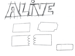 Essais de logo pour Alive autours de tickets